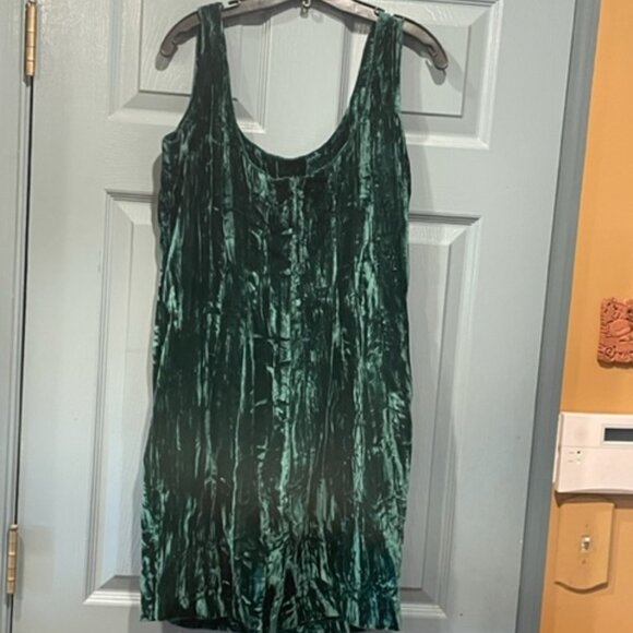 Betsey Johnson 80s green burned velvet sleeveless dress, M, worn once - Picture 2 of 4